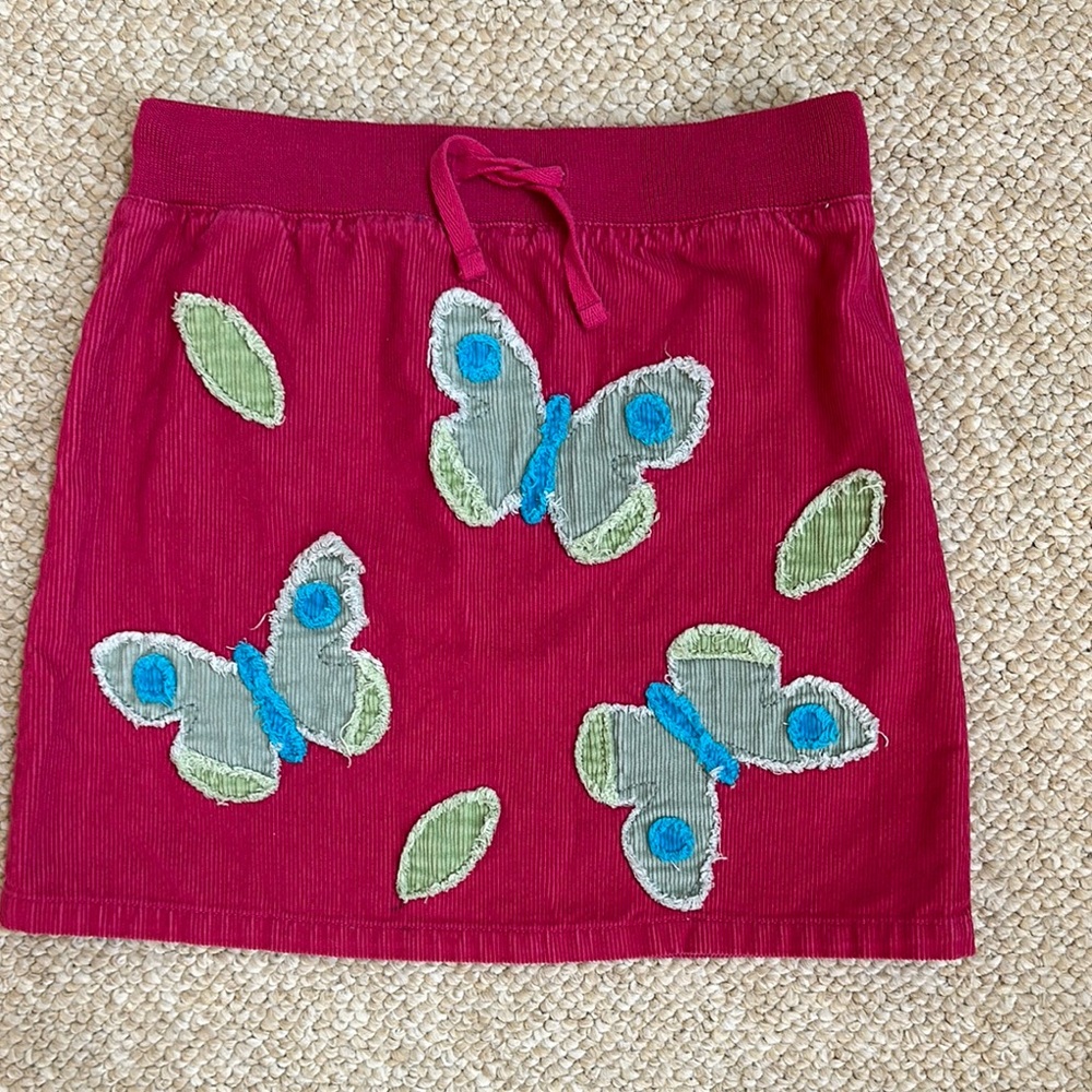 Mini Boden Butterfly Appliqué Corduroy Skirt